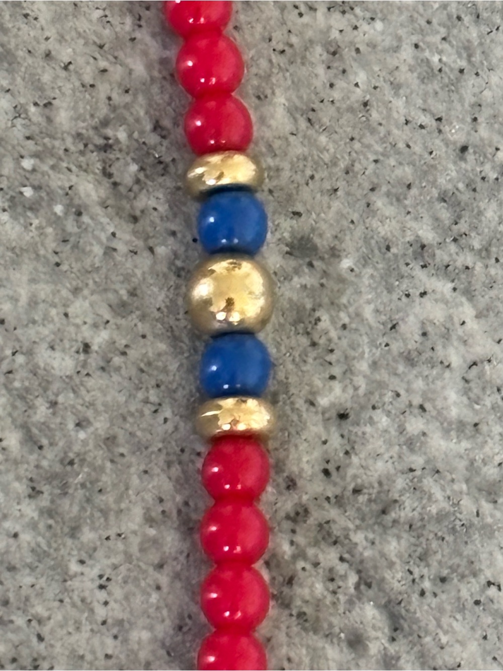 Vintage MONET Red Blue Goldtone Beaded Necklace 34”